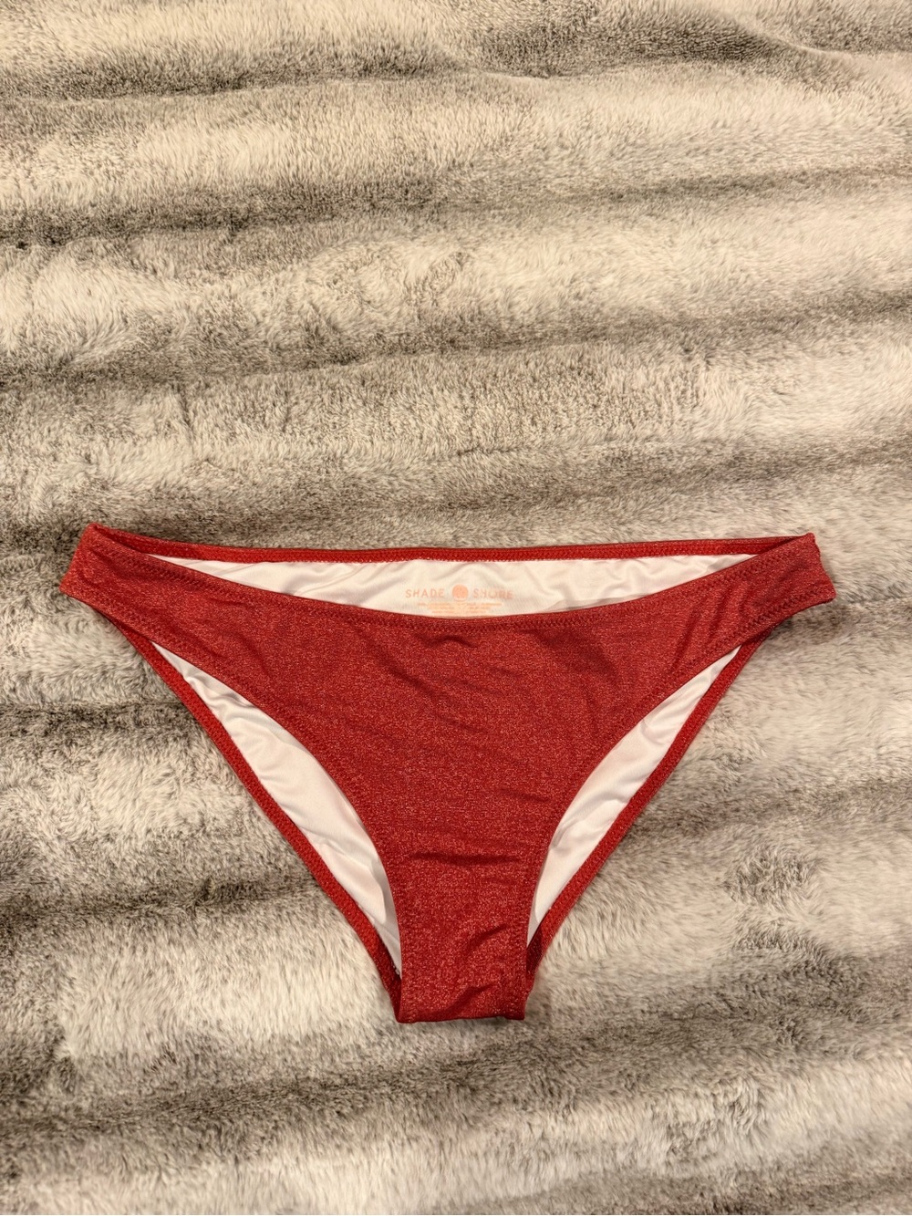 Shade & Shore Red Shimmer Bikini Bottom - Women's Swimwear